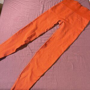 Balance Athletica Textured Compression Leggings in Orange - Size Medium